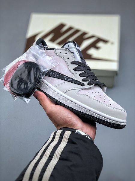 Nike Air Jordan 1 Low OG TS聯名灰黑絲綢倒鈎 2024全新男款運動籃球鞋