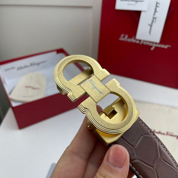 salvatore ferragamo皮帶 菲拉格慕2022新款 HF0522-2牛皮鱷魚紋時尚腰帶