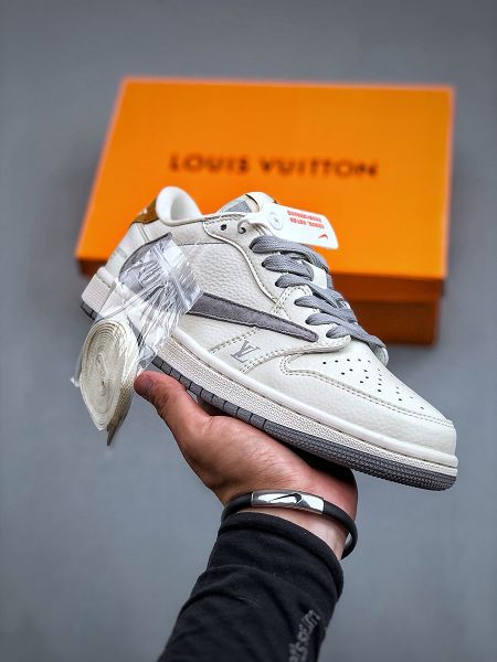 Travis Scott x Fragment Design x Air Jordan 1 Low OG SP LV米白火星灰 2024最新情侶款低幫文化休閒板鞋