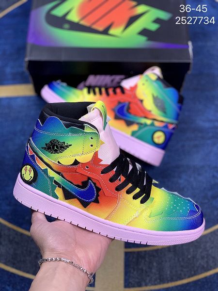 Nike AJ1 x JBalvin 2021新款 喬丹1代雷鬼天王聯名笑臉情侶款籃球鞋 帶半碼