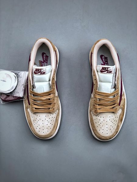 Travis Scott x Nike Air Jordan 1 Low OG SPCactus Jack 2024男女生經典低幫文化百搭休閒運動籃球鞋 TS聯名流沙棕酒紅反鉤