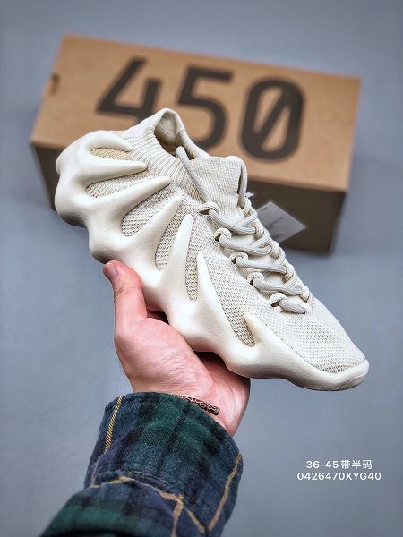 Kanye West x Adidas Yeezy 450 2021新款 八爪襪套式輕便針織透氣情侶款慢跑鞋 帶半碼