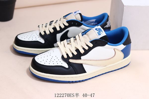 Nike Air Jordan 1 Retro Low 2021新款 喬丹1代白藍倒勾低幫男款籃球鞋