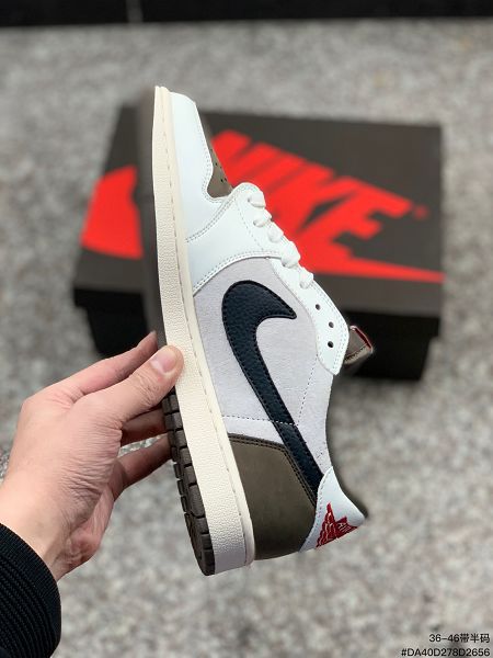 fragment design x Travis Scott x Nike Air Jordan 1 Low OG SP BlackGreen Toe 聯合款 男女低幫休閒運動鞋