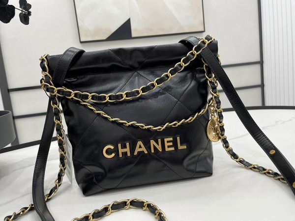 chanel包包 香奈兒2022新款手提包 DSAS3263金扣單肩斜挎包