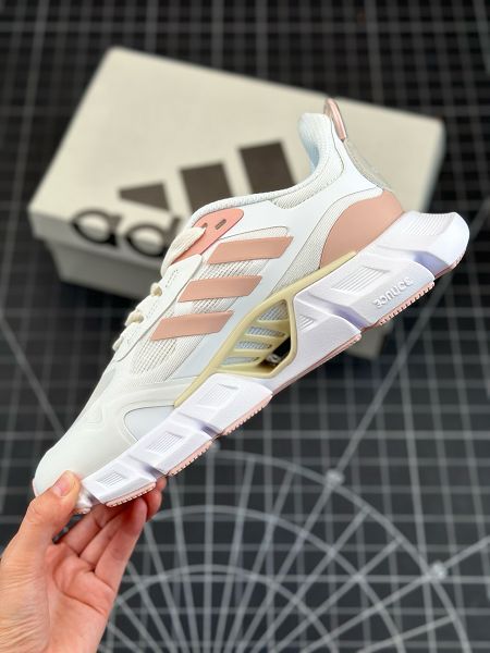 Adidas Climacool 2024最新女款清風高彈系列超輕量休閒運動慢跑鞋 白藕粉色