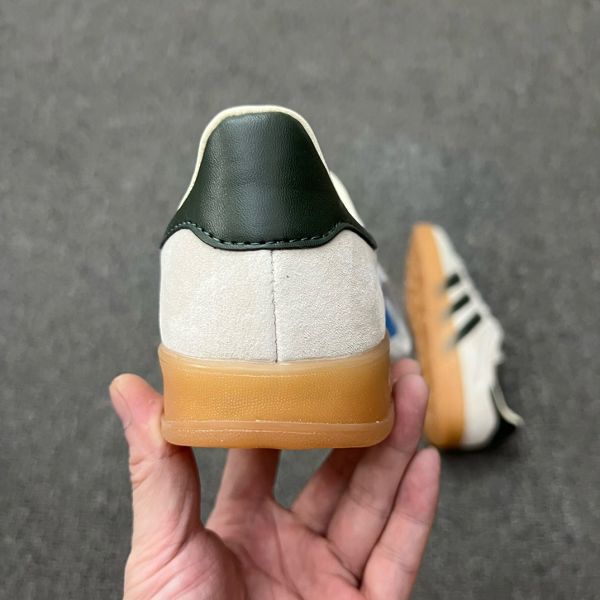 Adidas originals Gazelle Indoor 2024最新低幫米白綠色 T頭鞋防滑耐磨輕便低邦板鞋男女同款