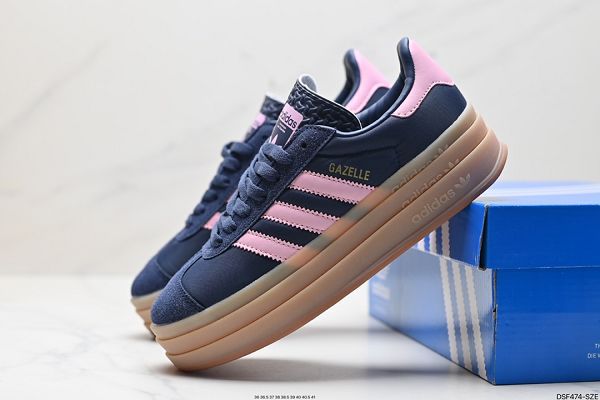 Adidas Originals Gazelle Bold 202新款女生三‮草葉‬厚‮休底‬閒防滑耐‮低磨‬幫板鞋