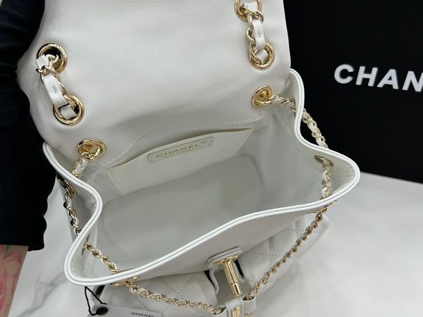 chanel包包 香奈兒2023新款手提包 DSAS3860時尚雙肩包白色後背包