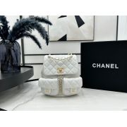 chanel包包 香奈兒2023新款手提包 DSAS3860時尚雙肩包白色後背包