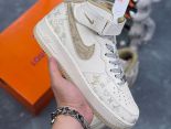 NIke Air Force 1 '07 Low LV聯名 淺黃牛仔暗夜精靈中幫休閒鞋